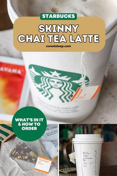 A Starbucks chai tea latte with chai tea bags in it, a Teavana chai tea bag and the order sticker on the side of a Starbucks cup for this drink. Chai Tea Starbucks, Low Calorie Starbucks, Starbucks Chai Tea, Chai Latte Starbucks, Starbucks Chai, Chai Tea Latte Starbucks, Chai Concentrate, Chai Tea Latte Recipe, Chai Tea Recipe