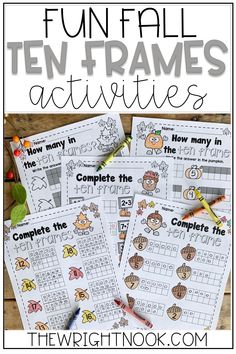 ten frames worksheet with the text fun fall ten frames activities