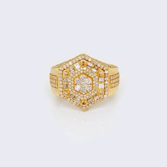 14K 2.1ct Diamond Multi layered Hexagon Ring Luxury Diamond Hexagon Ring, Luxury Hexagon Ring For Formal Occasions, Luxury Hexagon Diamond Ring, Gold Diamond Hexagon Ring, Luxury Gold Octagon Diamond Ring, Gold Octagon Cubic Zirconia Ring, Classic Diamond Ring, Cubic Zirconia Bracelet, Hexagon Design