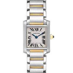 Photo of Cartier Tank Francaise Small Two Tone Ladies Watch W51007Q4 Box Papers Cartier Tank Francaise, Blue Spinel, Cartier Tank, Gold Crown, Yellow Gold Bracelet, Beautiful Watches