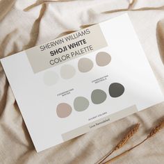 there is a sheet that has different colors on it and the words shewin williams show white color palette