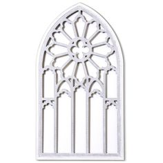 a white window with an intricate design on the front and back side, against a white background