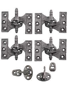 set of six metal cabinet door latches with screws