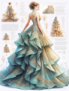 Stylish Gown, Dress Illustration, Dress Design Drawing, Old Fashion Dresses, Fantasy Dresses, Dress Design Sketches, Fashion Illustration Dresses, Dress Sketches