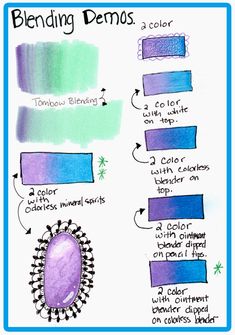 the different shades of blue and green are shown in this drawing, which shows how to use