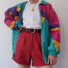 90s Fashion Bright, Tacky 80s Outfits, Colourful 90s Outfits, Retro Color Outfit, Funky Outfit Aesthetic, Retro Outfits Colorful, Funky 80s Outfits, Primary Colors Clothes, Kidcore Masc Outfits