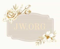 the jworg logo is shown with flowers and leaves in gold on a white background