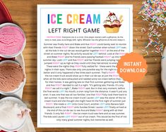 an ice cream game is on the table with sprinkles and other items