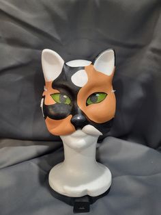 This mask is made using a paper cat mask as a base. It has been painted using acrylic paint. The process of making a mask can take up to nine hours. Each detail is made and painted with care!  - All masks sold at this shop will come with a Mask Care Card. These masks are durable but be gentle and kind to them! They are wearable works of art. The mask can be stored hanging up, in a drawer, on a shelf, or anywhere they won't get damaged. This mask is NOT waterproof. Light rain or sprays will not d Paper Cat, Therian Mask, Animal Mask, Cat Mask, Animal Masks, Light Rain, Mount Vernon, Using Acrylic Paint, Costume Mask