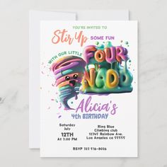 a birthday party card with an image of a cupcake and the words, stay up some fun