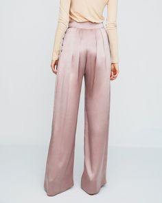 The Bjorn Pant in Dusty Rose - INGA-LENA Female Silhouette, Satin Trousers, Misty Rose, Woman Silhouette, Silk Pants, Silk Charmeuse, Long Legs, Last One, Invisible Zipper