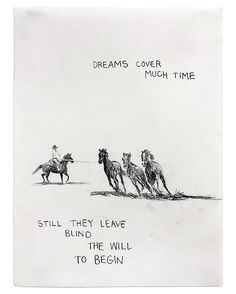 a drawing of horses pulling a man on a sleigh with words written above it