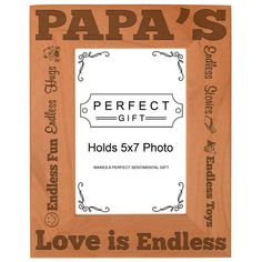 a wooden frame with the words papa's perfect gift and an ornate design on it