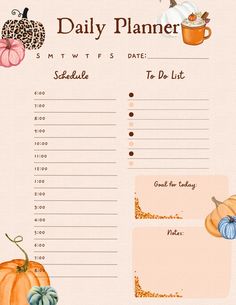 a daily planner with pumpkins and other things to do in the fall season on it