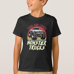 Monster Truck Show, Monster Truck Shirt, Monster Truck Kids, Dinosaur Family, Top Gifts For Kids, Truck Shirt, Love Monster, You Monster, Truck Design