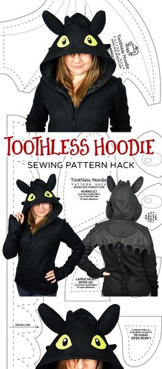 the instructions for how to make a toothless hoodie