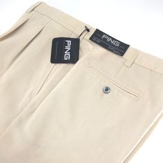 Ping Collection Golf Slacks Nike Fitted Cotton Pants, Fitted Nike Cotton Pants, Fitted Cotton Nike Pants, Nike Trousers For Workwear, Nike Straight Leg Workwear Bottoms, Nike Fitted Pants With Pockets, Casual Nike Golf Bottoms, Nike Pants Mens, Tan Chinos