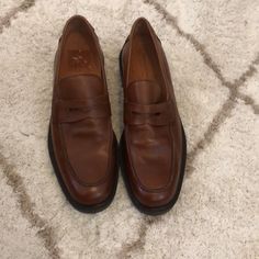 Nwot, Great Shoes With Rubber Sole Slip-on Leather Shoes With Round Toe For Business Casual, Fall Slip-on Dress Shoes With Leather Sole, Fall Wingtip Slip-ons With Leather Sole, Classic Round Toe Slip-ons For Spring, Business Casual Leather Sole Moccasins With Round Toe, Classic Slip-on Leather Shoes For Spring, Flat Heel Dress Shoes For Business In Spring, Business Moccasins With Round Toe For Fall, Round Toe Moccasins For Business In Fall