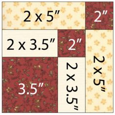 the size and width of each quilt is shown in red, white, and yellow