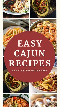 easy cajun recipe collage with the title overlaying it's image