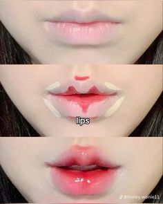 How To Do Asian Lips, Jelly Lip Tutorial, Douyin Makeup Lips Tutorial, Douyin Tutorial Makeup, Asian Lips Makeup, Bunny Lips Tutorial, Strawberry Douyin Makeup, Douyin Makeup Placement, Douyin Makeup Tutorial Easy Step By Step