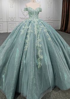 Teal Sweet 16 Dresses, Teal Quince Dress, Teal Quinceanera Dresses, Teal Ball Gown, Bar In Home, Quinceanera Themes Dresses, Quinceañera Dresses, Princesa Tiana, Quinceñera Dresses