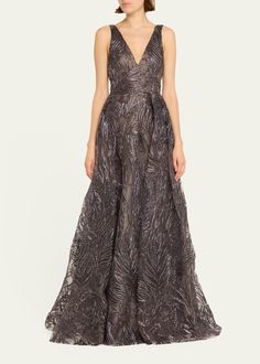 Naeem Khan Raffia Palm Gown with Trompe L'Oeil Skirt - Bergdorf Goodman Raffia Palm, Mesh Gown, Halter Gown, Naeem Khan, Professional Cleaning, Floor Length, Beautiful Dresses, Made In Usa, Evening Dresses