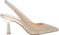 Glamorous Gold Embellished Slingback Pumps, Glamorous Embellished Gold Slingback Pumps, Gold Embellished Slingback Pumps For Formal Occasions, Glamorous Sparkling Slingback Pumps, Gold Embellished Slingback Pumps For Evening, Gold Embellished Slingback Heels, Glamorous Gold Slingback Pumps For Gala, Gold Slingback Heels With Rhinestones, Glamorous Crystal-embellished Slingback Pumps For Formal Occasions