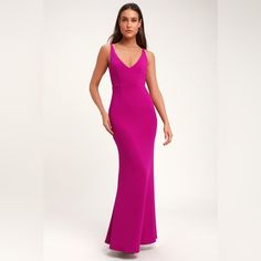 Never Worn Magenta Maxi Dress From Lulus. Perfect For Wedding. Medium Weight And Stretch Fit. Tags Still Intact! Purple Sleeveless Dress For Prom, Fitted V-neck Sleeveless Purple Dress, Fitted Purple Sleeveless V-neck Dress, Formal Sleeveless Purple Maxi Dress, Purple Sleeveless Maxi Dress For Formal Occasions, Fitted Purple Sleeveless Maxi Dress, Fitted Sleeveless Purple Maxi Dress, Black Halter Maxi Dress, Print Chiffon Maxi Dress