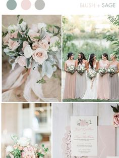 the wedding color scheme is peach and sage