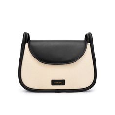 SINBONO Ivory&Black Crossbody Bag- High-quality Soft Vegan Leather Bag Black Leather Trim Flap Shoulder Bag, Chic Bag With Leather Trim And Flap, Cream Shoulder Bag With Leather Trim, Beige Flap Shoulder Bag With Leather Trim, Beige Leather Trim Flap Shoulder Bag, Chic Shoulder Bag With Leather Trim And Flap, Daily Use Crossbody Flap Bag With Leather Trim, Beige Flap Bag With Leather Handles For Travel, Beige Leather Canvas Bag With Detachable Strap