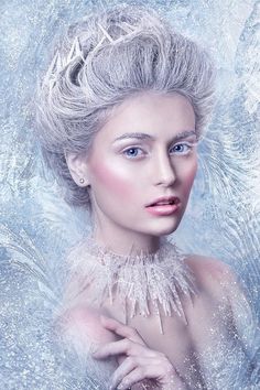 Snow Queen Costume, Closeup Portrait, Ice Girls, Queen Makeup