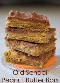 old school peanut butter bars stacked on top of each other