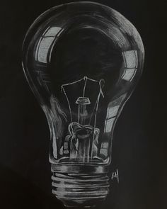 a chalk drawing of a light bulb