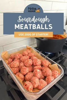 some meatballs are in a pan on top of the stove and is ready to be cooked