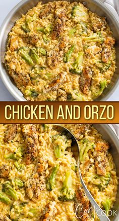 chicken and orzo in a skillet with broccoli Creamy Chicken And Orzo Skillet, Weekday Healthy Meals, Quick Chicken Breast Dinner Recipes, Chicken Breast And Orzo Recipes, Chicken Orzo Recipe, Chicken Breast Orzo Recipes, Fast Easy Dinner For Family Quick Meals, Single Dinner Recipes, Bowl Ideas For Dinner