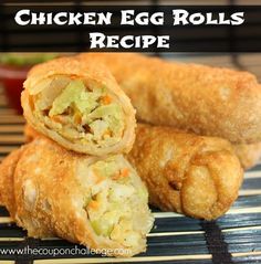 the chicken egg rolls are ready to be eaten