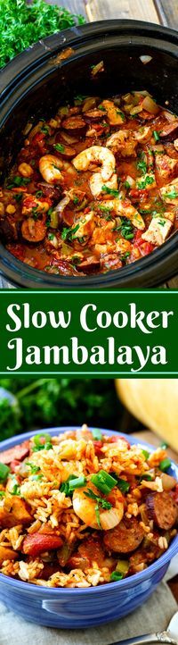 slow cooker jambaalaya with shrimp and rice