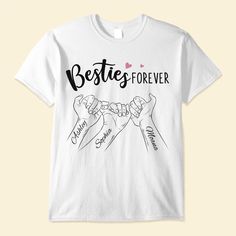 Make your BFF feel special with a personalized t-shirt just for them. This thoughtful gift is perfect for celebrating birthdays, holidays, graduations, bridesmaid proposals, vacations together, or just because. It's a great way to remind your bestie how much their friendship means to you. Your BFF will love wearing this fun customized tee that proves how well you know them. It's much more meaningful than a generic gift. They'll be touched that you took the time to create something special just f Bff Girls, Mom Daughter Gifts, Besties Forever, Friend Bff, Pinky Promise, Signature Look, Custom Tees, Bridesmaid Proposal, Nice Leather