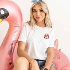 Pink Flamingo, Get your Pink Back, Front and Back Printed T-shirt. This is the popular softstyle Bella+Canvas 3001 T-shirt and has unisex sizing and. The front and back graphics are DIGISOFT printed so they are vibrant and long lasting. The model in Athletic Heather is a size small and wearing an XL for an oversized fit. Solid colors are 100% Airlume combed and ring-spun cotton Heather colors are 52% combed and ring-spun cotton, 48% polyester Athletic and Black Heather are 90% combed and ring-spun cotton, 10% polyester Fabric weight: 4.2 oz/yd² (142 g/m²) Pre-shrunk fabric Unisex Sizing and Fit - If you prefer a loose or oversized fit, order up a size or 2. Average Processing Time is 2-4 business days. White Graphic Print T-shirt In Ring-spun Cotton, Summer Graphic Print T-shirt For Fan Merchandise, Summer Letter Print T-shirt For Fans, Summer Fan Merchandise T-shirt With Letter Print, Summer White T-shirt For Fan Merchandise, White Fan Merchandise T-shirt For Summer, White T-shirt For Summer, Graphic Tee With Sublimation Print In Ring-spun Cotton, White Graphic T-shirt In Ring-spun Cotton