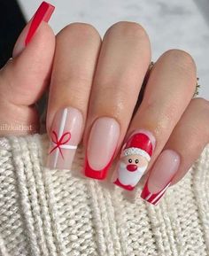 Christmas Nail Designs Easy, Holiday Nails Winter, Unghie Nail Art, Summery Nails, Pretty Nail Designs, Christmas Nail Art Designs