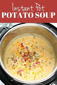 the instant pot potato soup is ready to be eaten