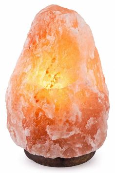 a himalayan salt lamp on a white background