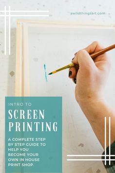 a person holding a pencil and drawing on paper with text overlay that reads, into to screen printing a complete step - by - step guide to help you