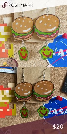 Spongebob Earrings Funky Earrings Diy, Ideas Arcilla, Cheap Silver Jewelry, Polymer Clay Beads Diy, Lesbian Earrings, Shrinky Dink Earrings