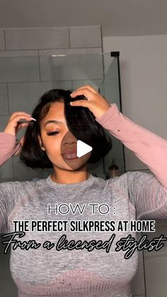 Cia🫧 Houston on Instagram: "I know you’re struggling to get that salon quality silk press at HOME especially without the proper product knowledge. Don’t worry, I got you babe!💕🫶🏽 These are my GO-TO’s to get that straight out of the salon silk press ✨  Products Used: Olaplex Bond Maintenance Shampoo (N°4) Olaplex Bond Maintenance Conditioner (N°5) Kenra Professional Platinum Blow-Dry Spray Gem flat irons  Once a month I use Olaplex’s ‘Bond Building Hair treatment’ (N°0) in combination with their ‘Hair Perfector’ (N°3). They perform best when used together!  What are some issues that you struggle with maintaining + up keeping your natural hair?   Save this post for later so you can do that perfect silk-press on your own✨ (@shaleciab)  (*I don’t own copyrights to this music) #hairstylist Flat Iron Short Hair Black Women, Silk Presses On Natural Hair, Natural Hairstyles For Black Women Silk Press Short Hair, Pressing Natural Hair, Curl Silk Press Natural Hair, Silk Press At Home 4c Hair, Natural Silk Press With Color, Silk Press How To, Diy Silk Press On Natural Hair At Home