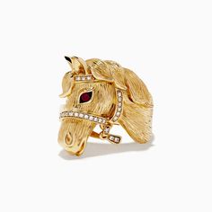 Gold Horse, Effy Jewelry, Yellow Stone, Animal Jewelry, Gold Yellow, Round Diamonds, Gold Metal, Diamond Ring, Gold Jewelry