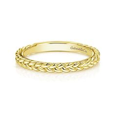 an 18k yellow gold braided wedding band