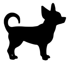 a black and white silhouette of a dog