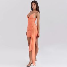 Orange V-neck Bandage Bodycon Mini Dress – Free From Label Orange Club Dress, Orange V-neck Bodycon Party Dress, Orange Bodycon Midi-length Mini Dress, Summer Orange V-neck Mini Dress, Orange V-neck Beachwear Dress, Neck Bandage, Bodycon Tops, Gothic Dress, Boho Maxi Dress